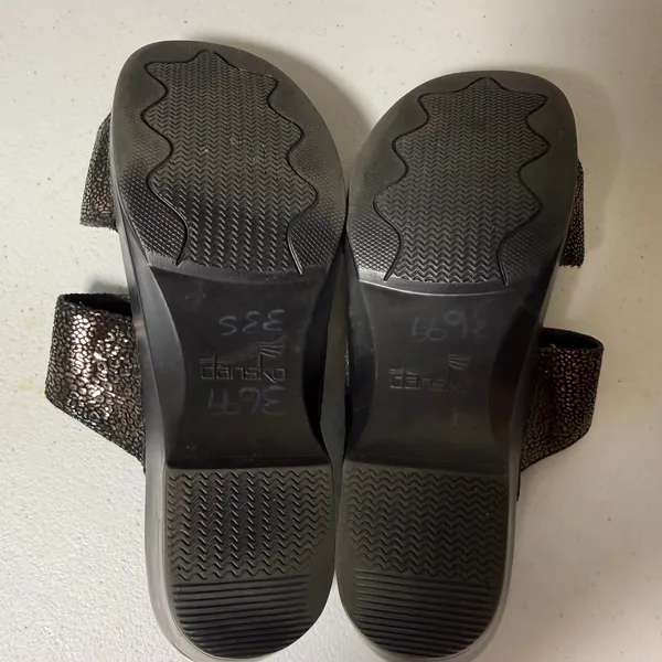 Dansko Black Leather Slide Sandals Women 40‎ US 9.5 10 Comfort Buckle Shoes - Image 3