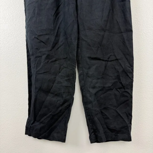 Quince Pants Womens Small Black Linen Elastic Waist Tapered Leg Casual Relaxed - Image 3