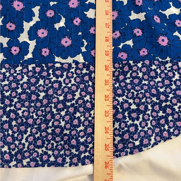 Elle Blue Floral Boho Blouse XL Tie Neck Long Sleeve - Image 6