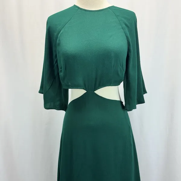 Reformation Benny Dress 4 Green Cut Out Flutter Sleeve Maxi Cali-Cool Bobo Chic - Image 3