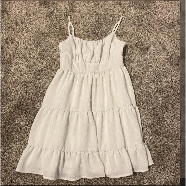 White tiered mini dress Size M - Image 3