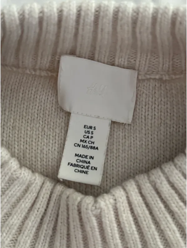 H&M Knit Cropped Sweater Women’s Cream - Image 2
