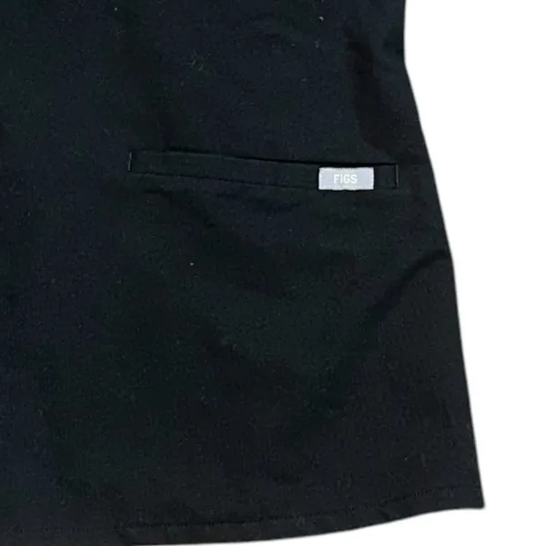 Women's FIGS Casma 3 Pocket Black Scrub Top‎ Medium Medical Healthcare Hospital - Image 3