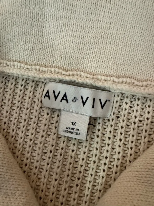 Ava & Viv Cream Half-Zip Cowl Turtleneck Sweater - Image 4