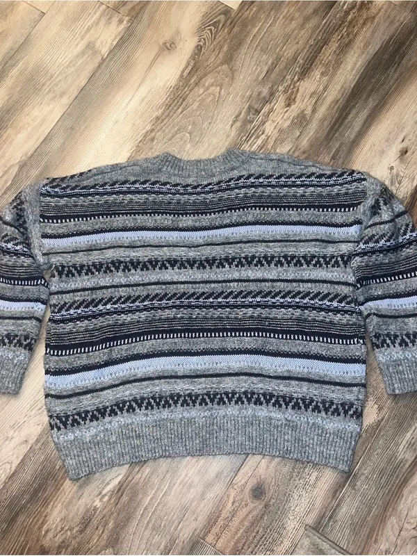 Altar'd State Grey/Blue Fair Isle Crewneck wool blend Sweater - Image 5