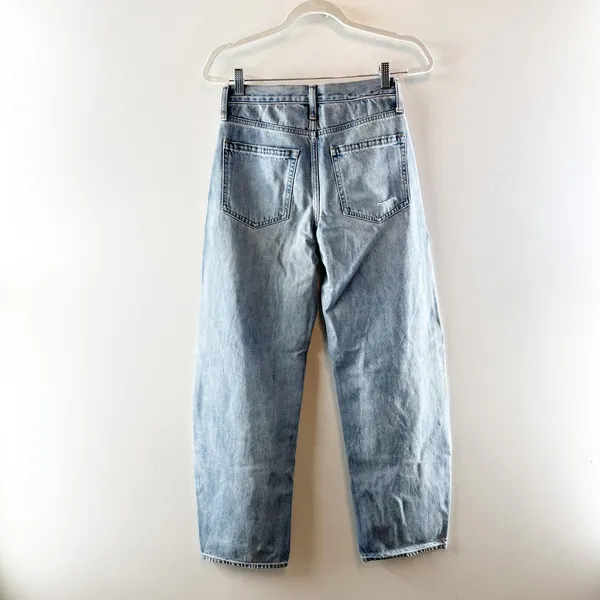 GAP High Rise Distressed Barrel Ankle Jeans Light Wash Blue 25 - Image 4