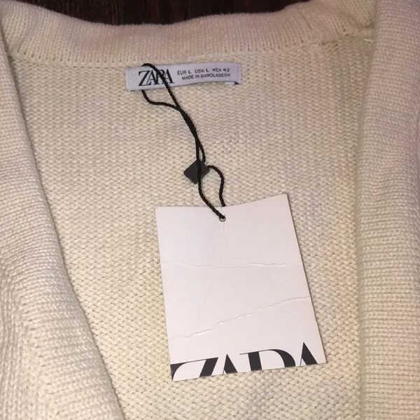 Zara knit preppy button down sweater cardigan sleeveless size large new with tag - Image 3