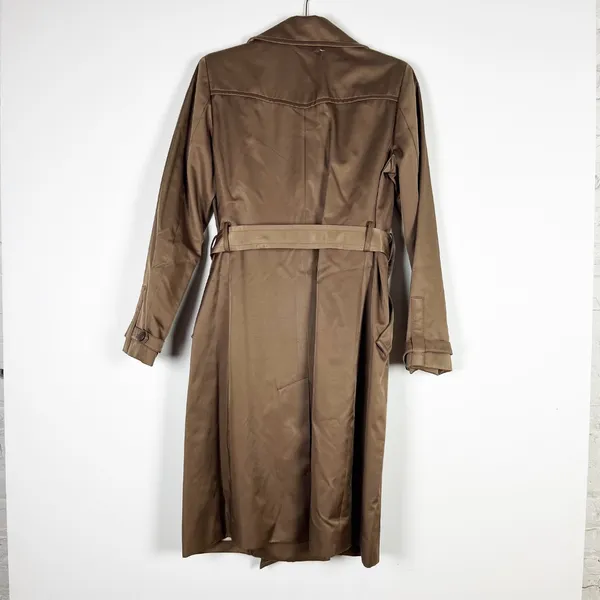 Cole Haan Collection Sateen Satin Double Breasted Collared Trench Coat Jacket 8 - Image 3