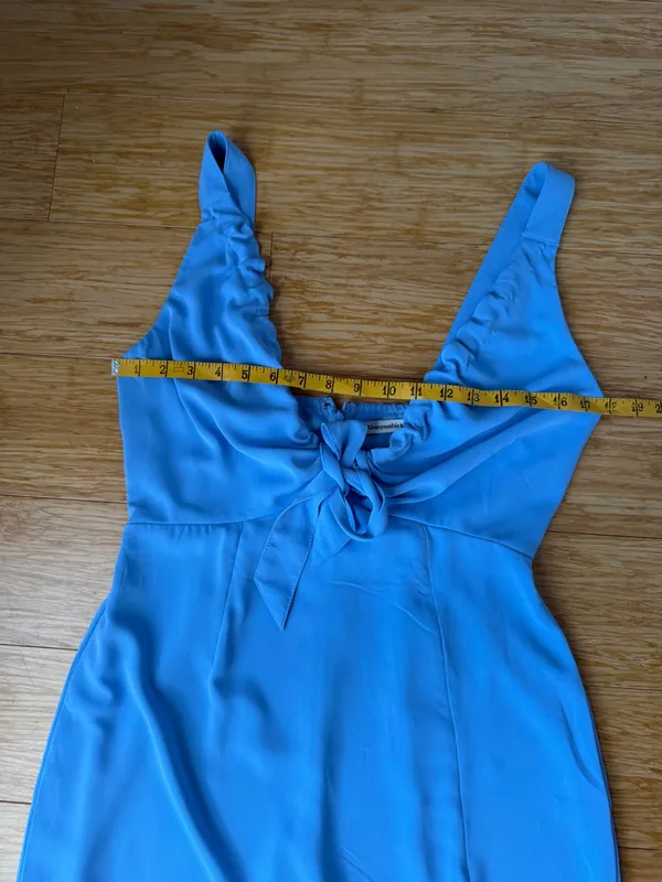 Abercrombie Cinched Neck Slip Midi Dress Blue M Petite - Image 6
