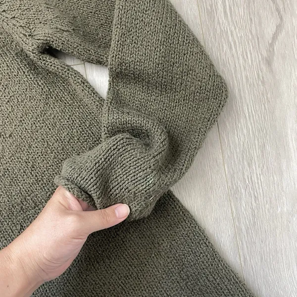L.L. Bean Sweater cotton roll neck knit womens Green (medium) classic fisherman - Image 5