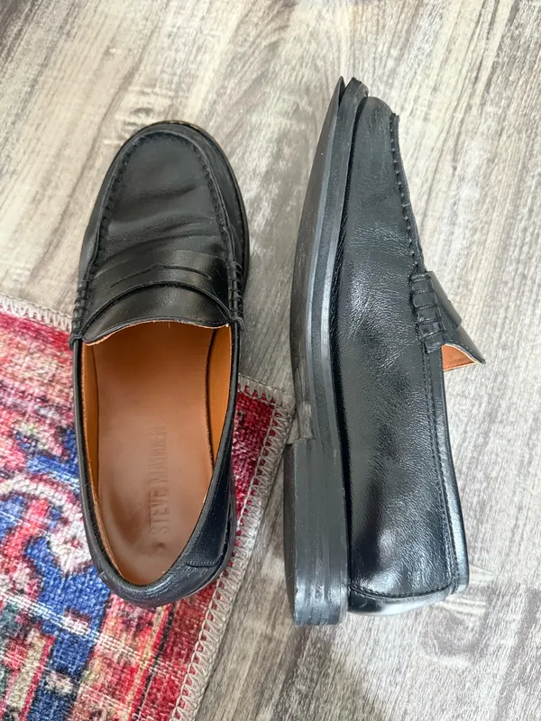 Steve Madden Black Loafers Leather - Image 8