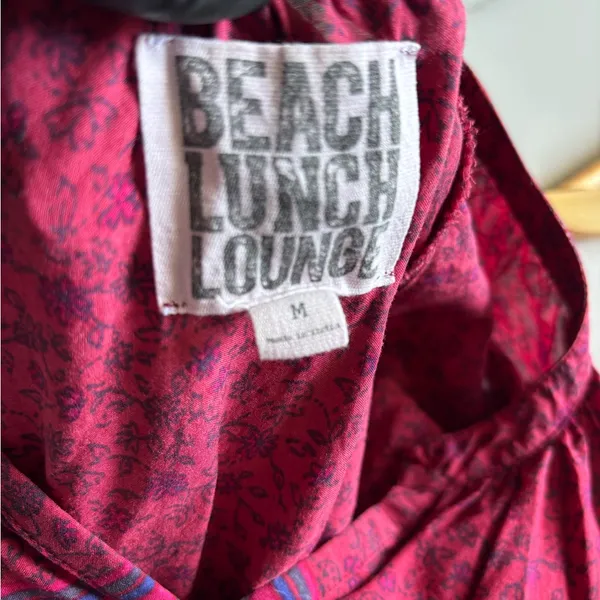 BeachLunchLounge Boho Floral Blouse V-Neck Viscose Peasant Top Festival Size M - Image 7