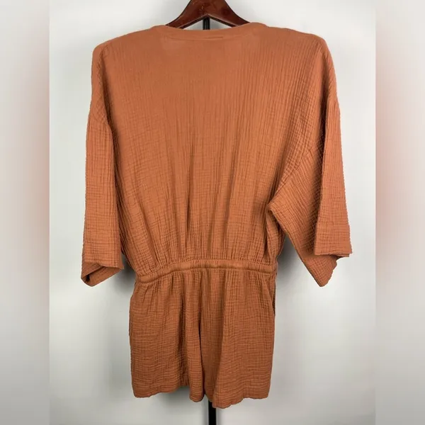 Jacks Surfboards Orange Brown‎ Cotton Gauze Short Sleeve Romper - Image 9