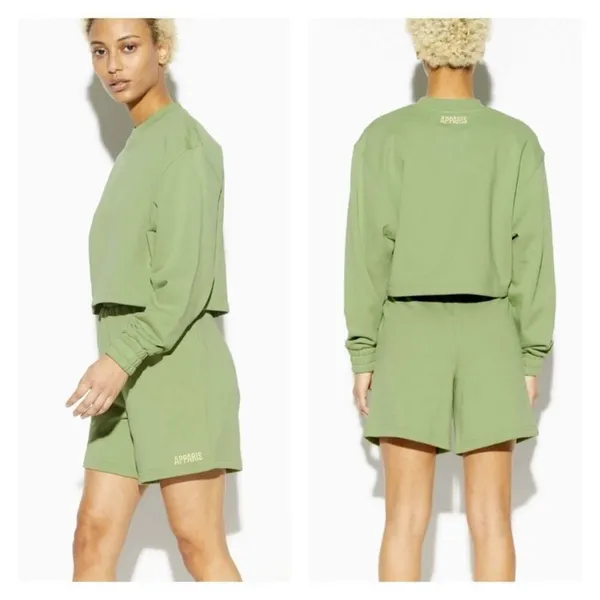 Apparis Julianna Pull-On Sweat Shorts Women's S Green Athleisure Lounge‎ - Image 2