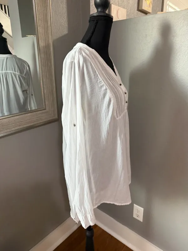 Zara Boho Peasant White Flowy Neutral Romantic Top Size Medium. - Image 5
