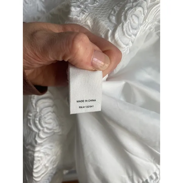 Amanda Uprichard White Floral Jacquard Mini Dress Square Neck Bubble Skirt Small - Image 3