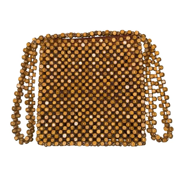 Wooden Beaded Crossbody Bag Purse Boho Hippie Granola Natural Textured‎ 7x7.5 - Image 5