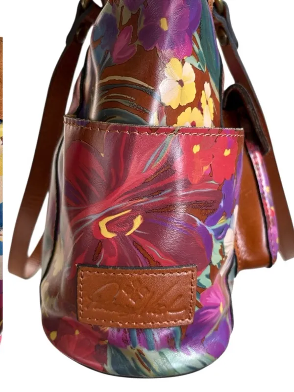 EUC Patricia Nash Leather Bolsena Shoulder Bag Summer Florals Retail $229.00 - Image 6