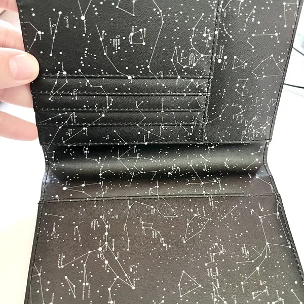 astronomy-themed constellation passport cover Black White Multi Compartment - Image 5