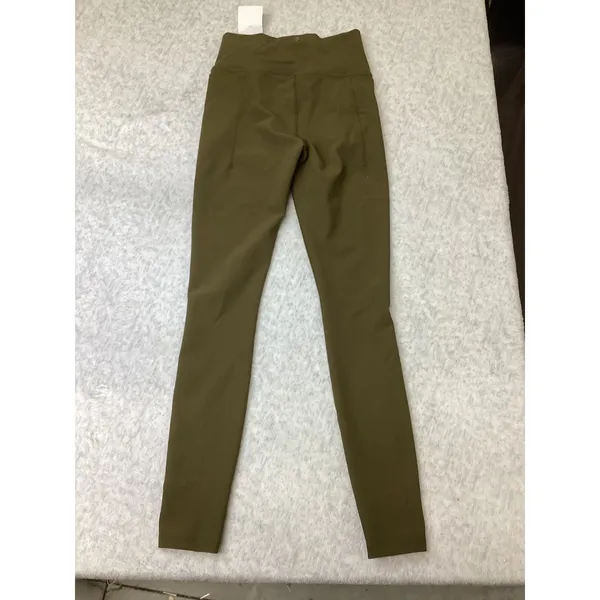 CALIA Essential High Rise Leggings Olive Green Ribbed Side Pockets Womens Small - Image 2