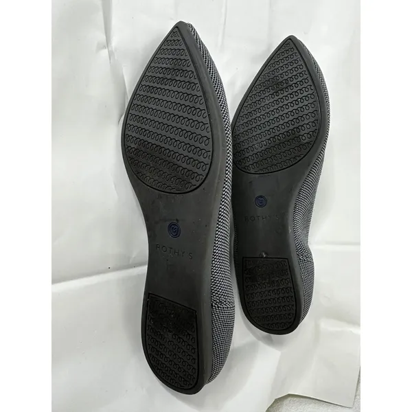 Rothy's the Point Ballet Flats in Black and White with Blue Trim - Image 6