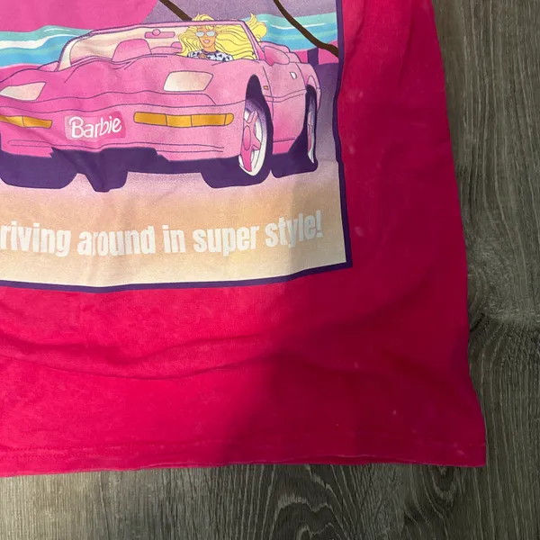 Barbie Movie Hot Pink T Shirt With Barbie Car Size Medium New Cotton NWOT - Image 2