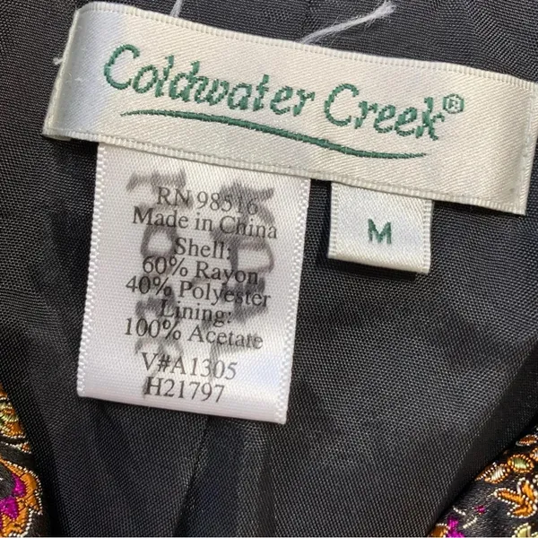 Coldwater Creek Tapestry Multicolor Brocade Jacquard Button Front Top Jacket M - Image 13