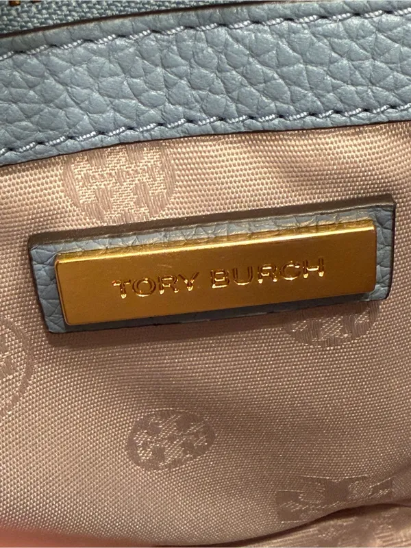 Tory Burch Britten Pebbled Leather Convertible Shoulder Bag Blue Purse EUC - Image 11
