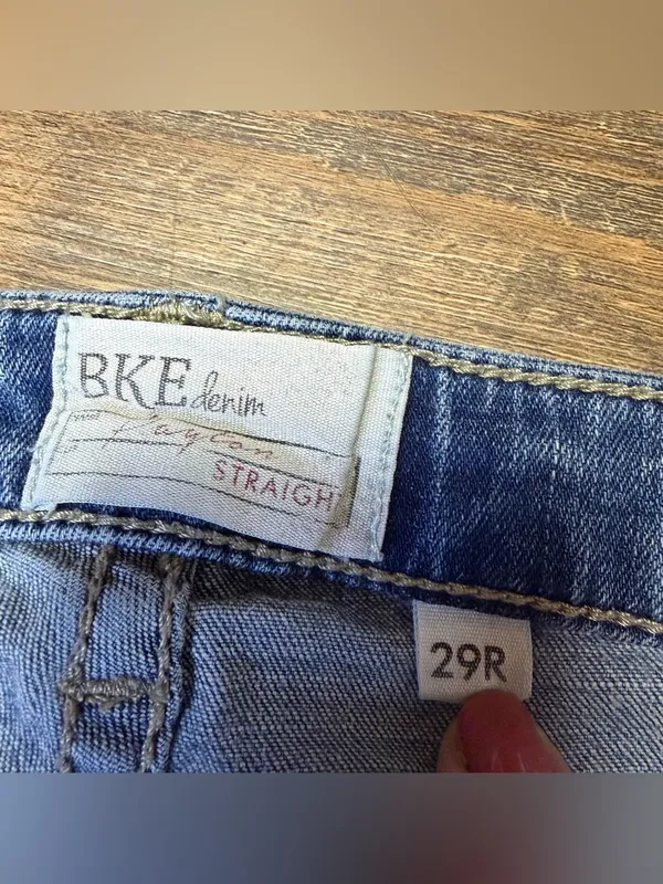 BKE Payton Straight Jeans Womens 29x32 Distressed Stretch Blue Denim - Image 3