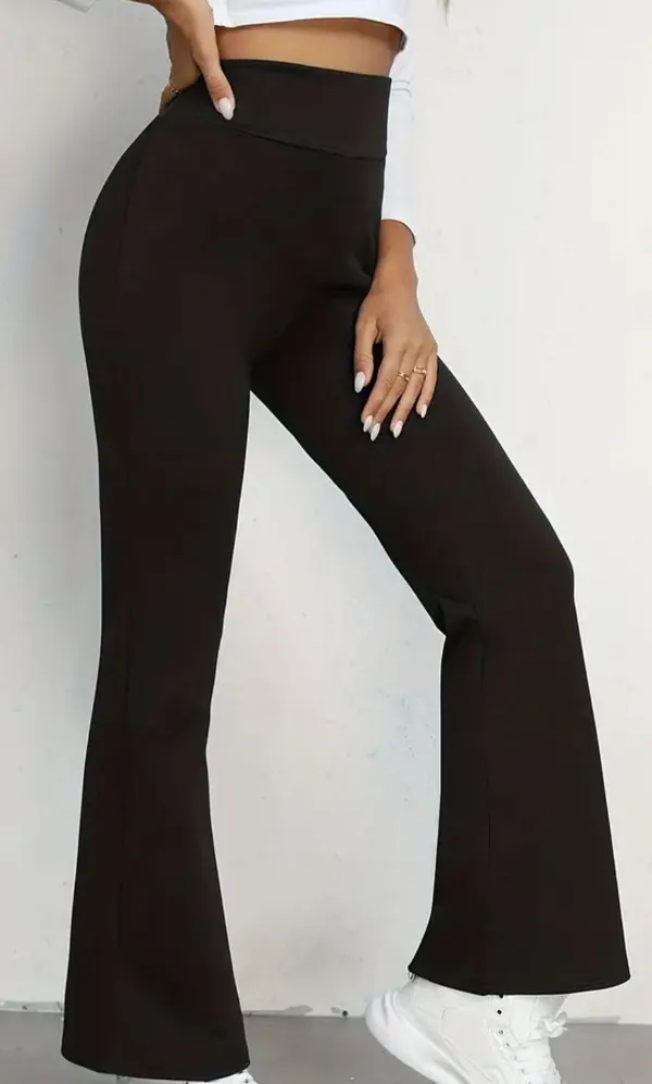 Boutique Women’s Casual Pant High Waisted Flare Workout Leggings  - Image 2