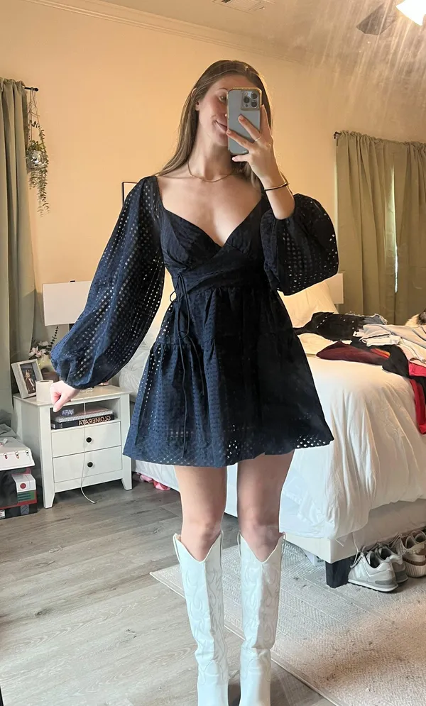 Boutique Shop Neighbor Navy Babydoll Dress - Image 2