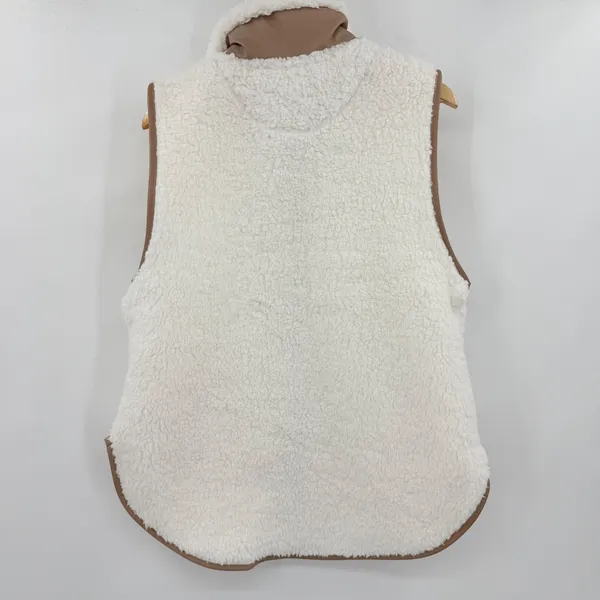 Abercrombie & Fitch White Sherpa Vest with Tan Accents - Image 3