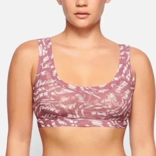 NWT SKIMS Sheer Mesh Logo‎ Bralette Women's Size XS Pink Loungewear - Image 7