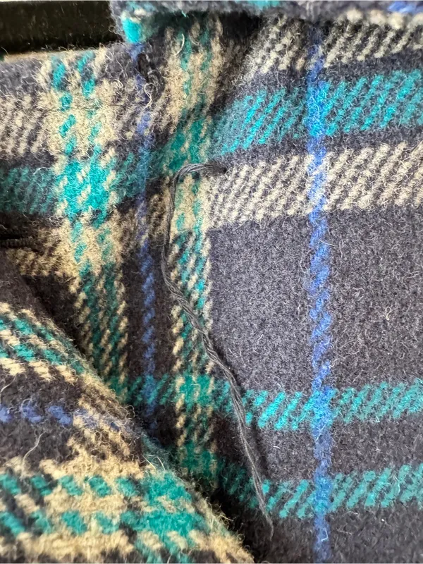 Vintage Y2K Aeropostale Medium Plaid Wool Blend Peacoat Womens M Double Breasted - Image 3