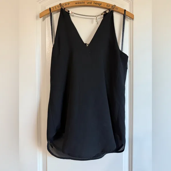 bebe vintage Tank Top‎ black brass chain detailing club new years flowy - Image 4