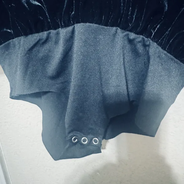 Zara Black Velvet Velour Bell Sleeve Bodysuit Size S silver buttons goth glam - Image 4
