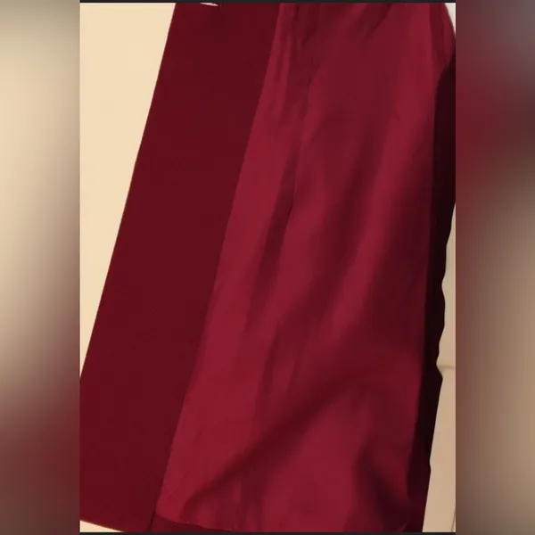 Burgundy Red Turn Down Collar Buttoned Mid-Long Winter Coat - Medium - Image 5