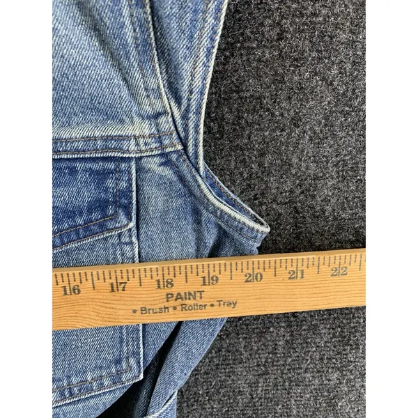 NEW Express Women's Denim Vest Size Small Utility Style Belted Blue Jean Jacket - Image 8