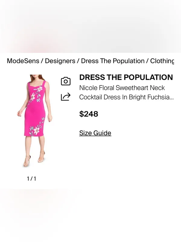 Dress the Population Nicole Floral Tropical Fuchsia Cocktail Dress L - Image 5