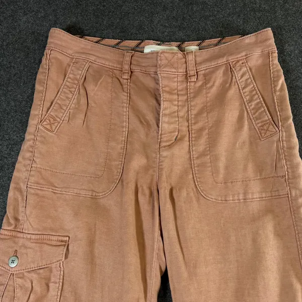 Hei Hei Anthropologie Pink Cargo Pants Wide Leg Frayed Hem Tencel Linen Size 28 - Image 8