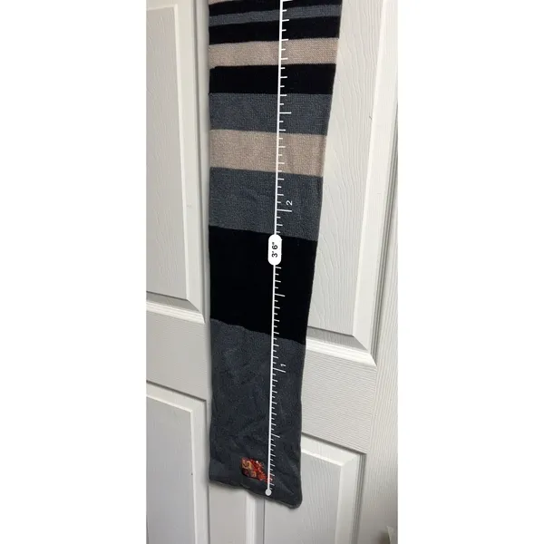 Disney Pooh Tigger Striped Knit Scarf Gray Black Tan Embroidered‎ Crest 60 Inch - Image 6