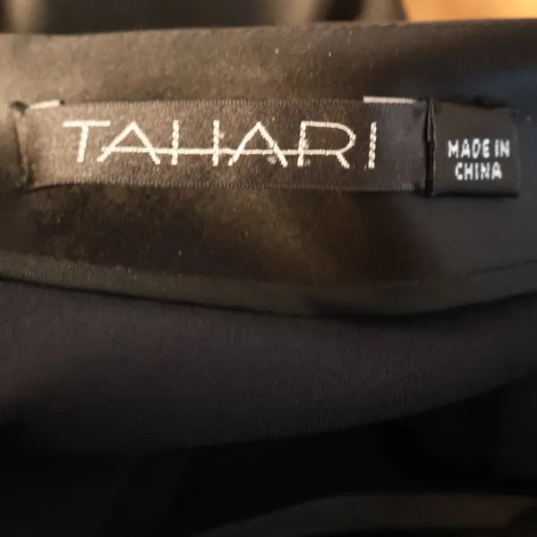 Tahari Vintage 90s Black Satin Maxi Dress Womens Size 4 Formal Minimalist Gothic - Image 2