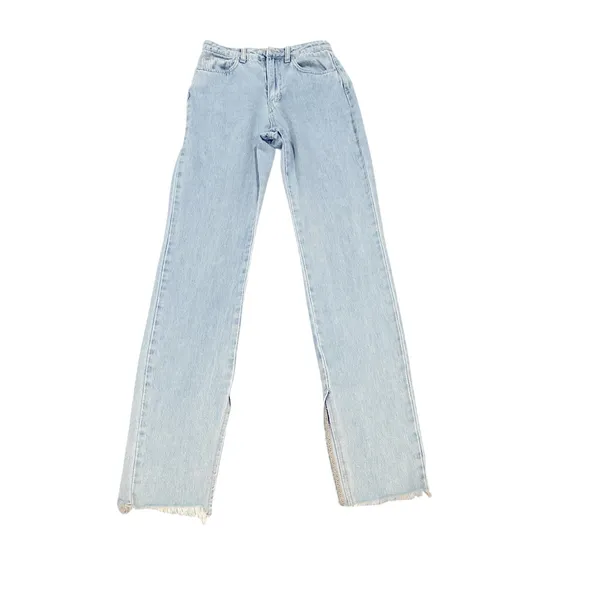 Weworewhat High Rise Slit Hem Denim Light Wash Blue Jeans 25 - Image 5