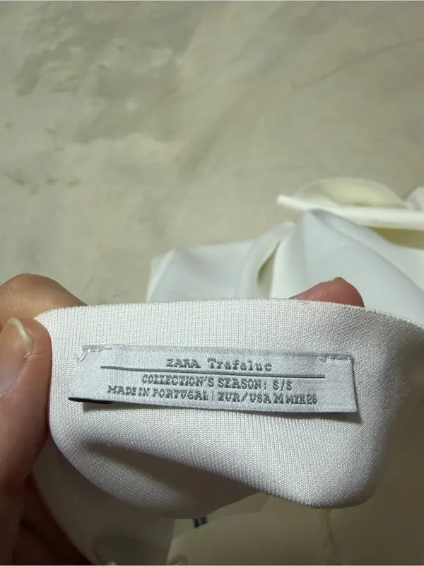 Zara trafaluc summer patches white dress medium - Image 8