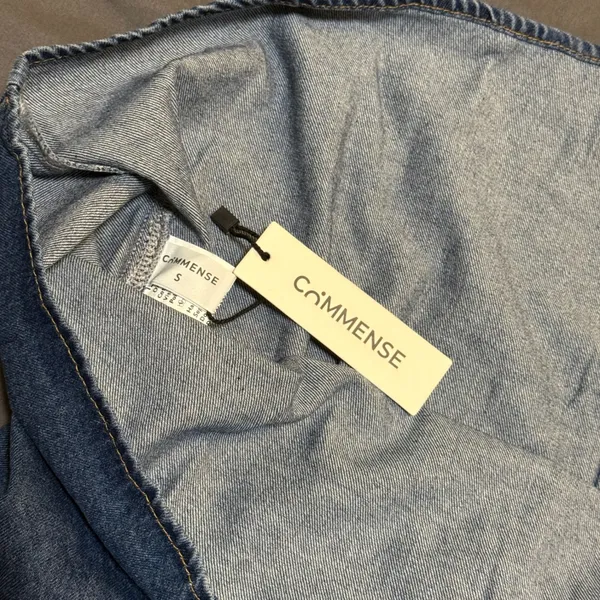 Commense Sweetheart Collar Denim Midi Dress - Image 6