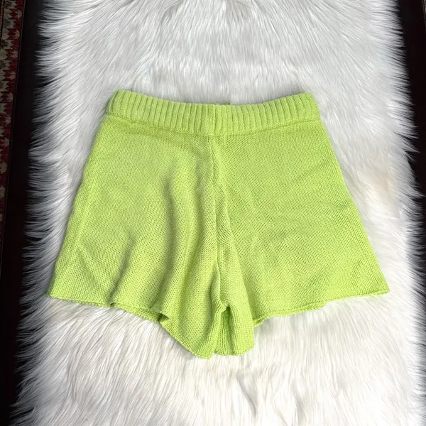 WeWoreWhat Lime Green Knit Sweater Shorts - Image 6