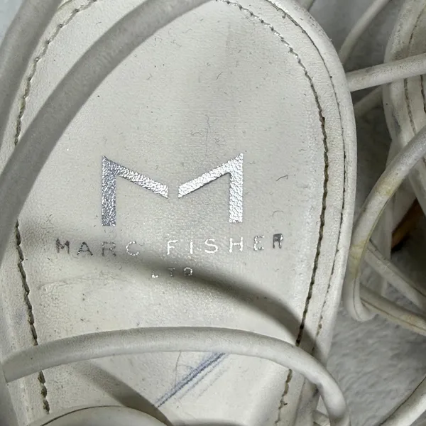Marc Fisher LTD White‎ Leather Lace Up Strappy Stiletto Heels Knotted Sandals 8 - Image 6