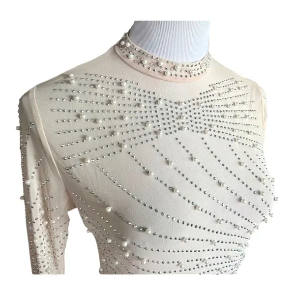 New Womens Quorae Phoebe Rhinestone Pearls Cocktail Evening Statement Dress 2X - Image 7