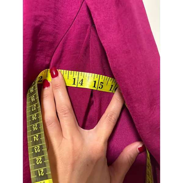 Lulus S Fuchsia Wrap Blouse with Puff Sleeves - Image 3