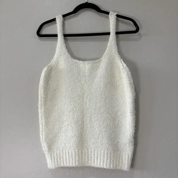 Skims‎ Sherpa Knit Tank Top 2X/3X Bone Ivory Cozy Soft NWOT Stretch Sleeveless - Image 2